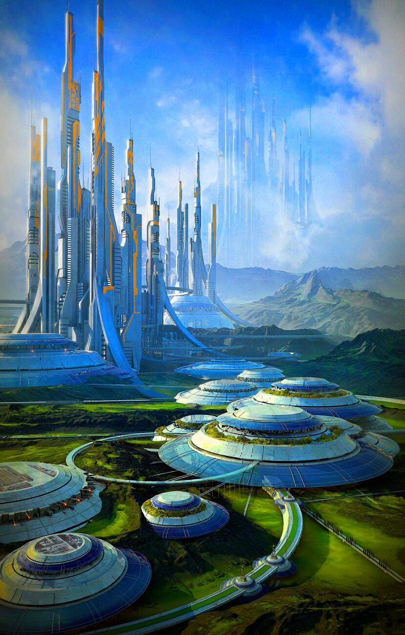 Арт Sci-fi город будущего