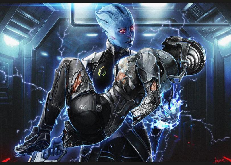 Арт Scifi Mass Effect Liara FemShep
