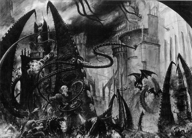 Арт Warhammer 40K Мрачные картинки черно-белое
