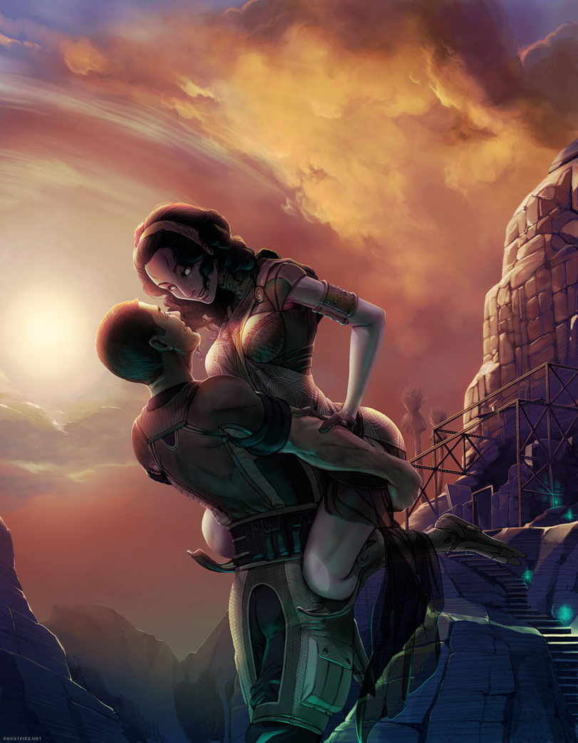 Красивые картинки Арт Sci-fi Mass Effect Shepard Tali
