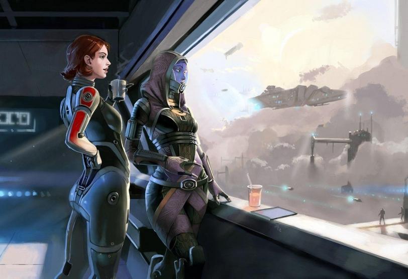 Красивые картинки Арт Sci-fi Mass Effect Shepard Tali FemShep