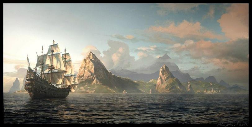 Красивые картинки Арт Корабль парусник море галеон
