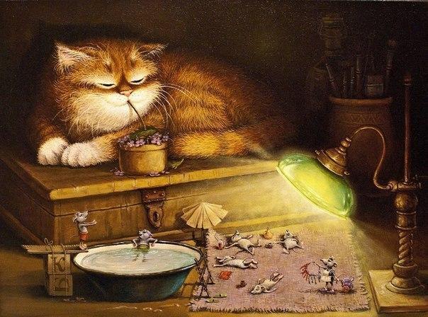 Красивые картинки Арт Котэ кот Милота уют мыши