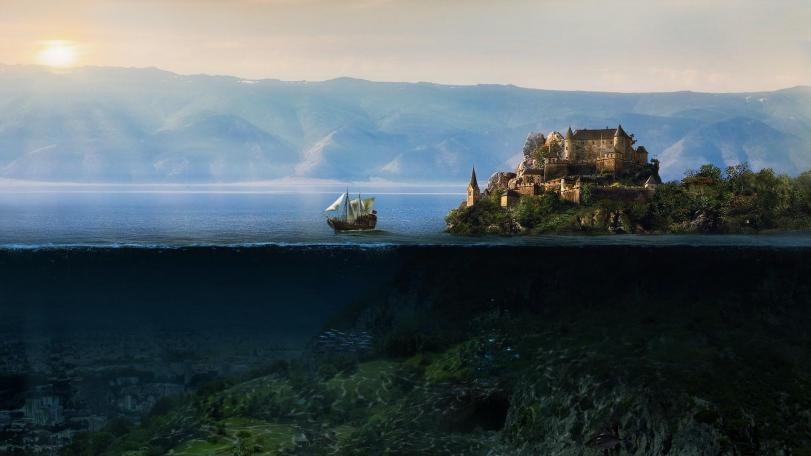 Красивые картинки Арт Обои Корабль замок