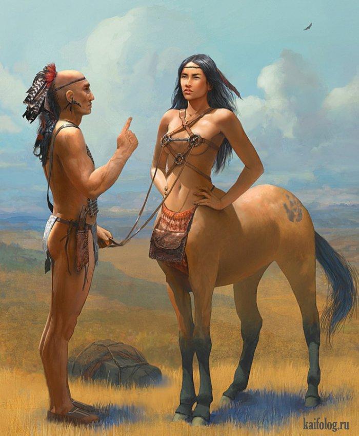 Красивые картинки Арт Фэнтези индейцы кентавр