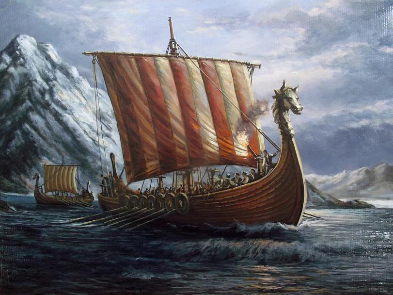 Красивые картинки Арт викинги драккар