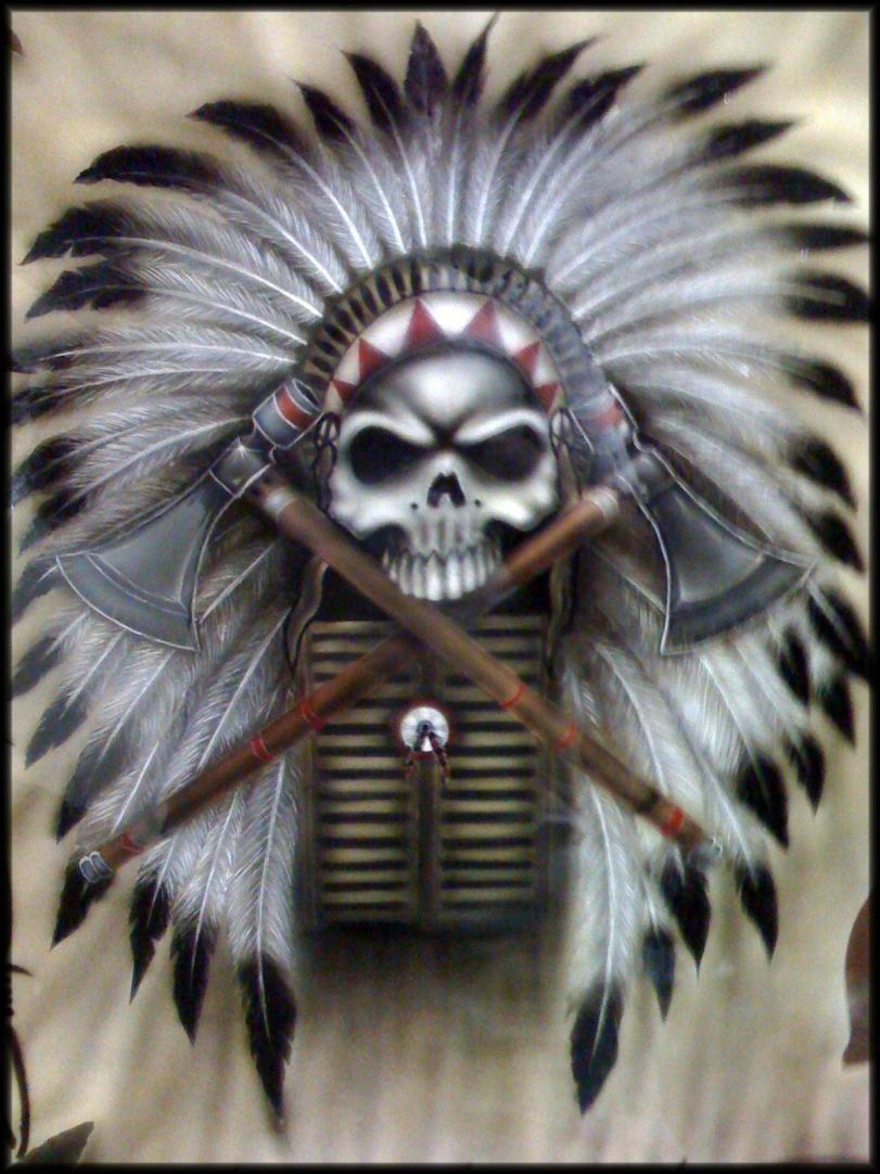 Красивые картинки Арт череп индейцы