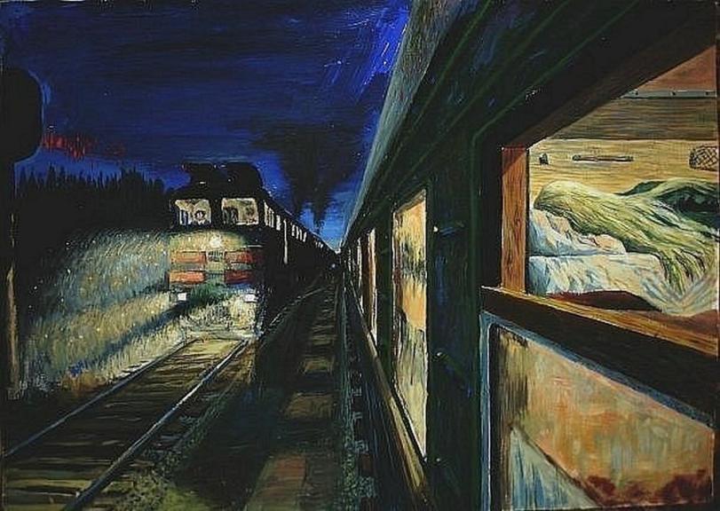Красивые картинки Живопись тепло и лампово поезд