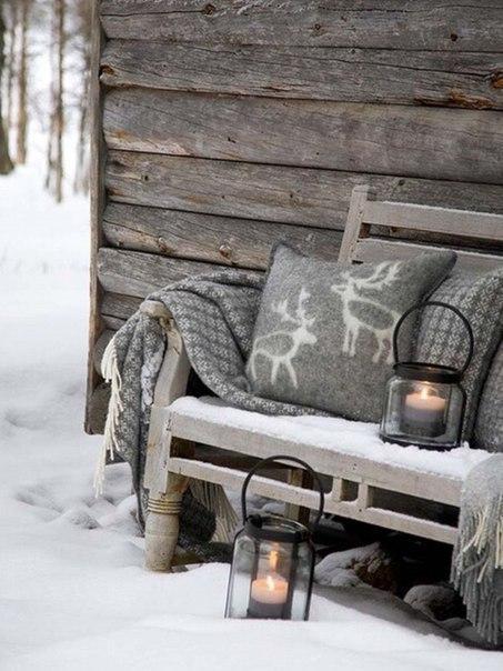 Пейзаж Зима снег домик в деревне